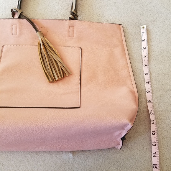 Pink Faux Leather Tote Bag with Tassels - Picture 8 of 13